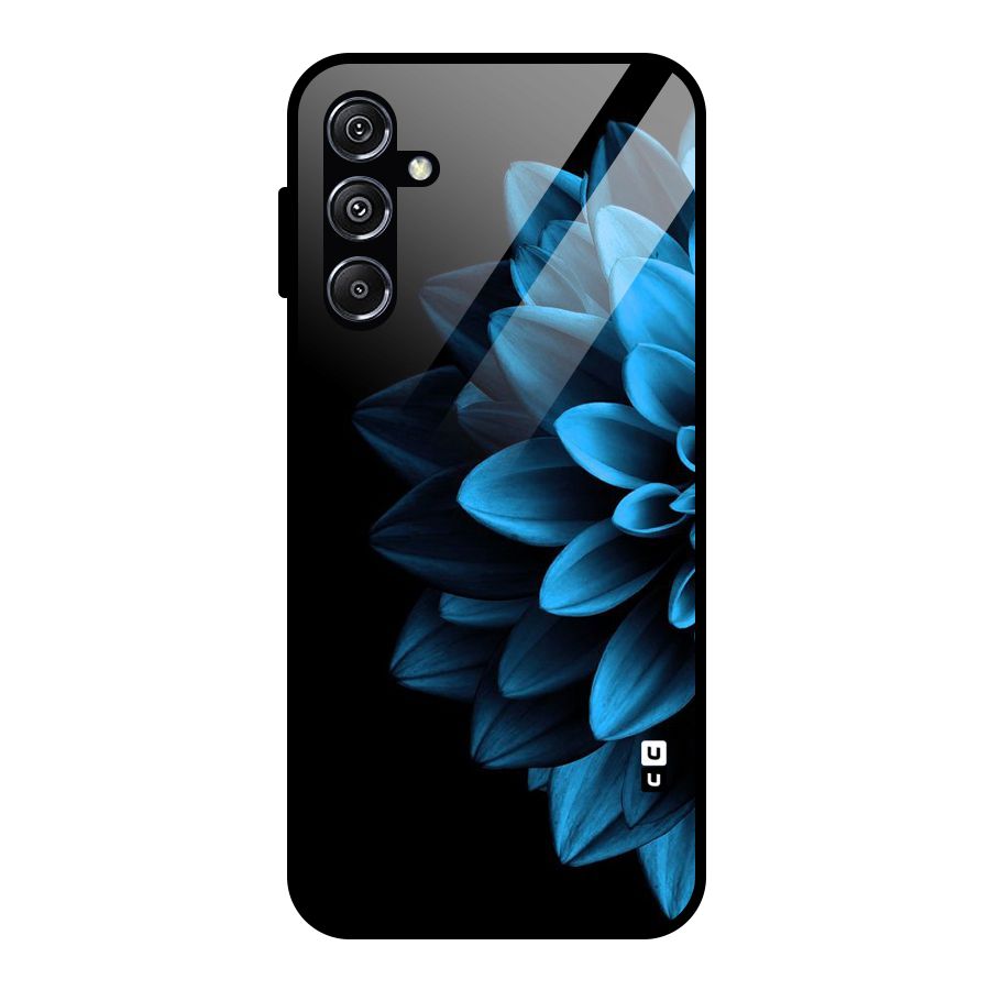 Half Blue Flower Glass Back Case for Galaxy M34 5G