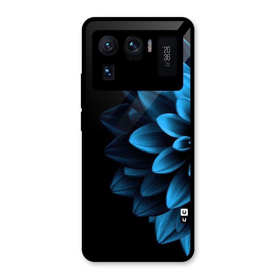 Half Blue Flower Glass Back Case for Mi 11 Ultra