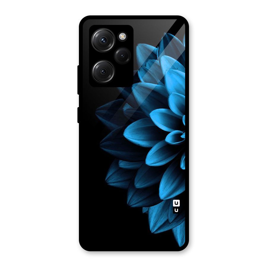 Half Blue Flower Glass Back Case for Poco X5 Pro