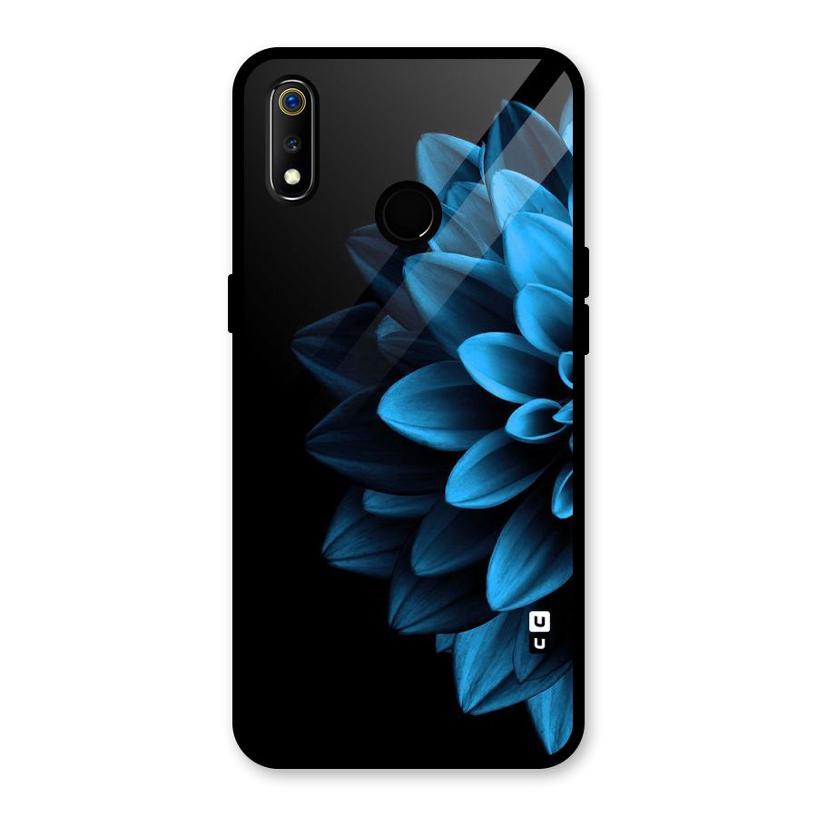 Half Blue Flower Glass Back Case for Realme 3i