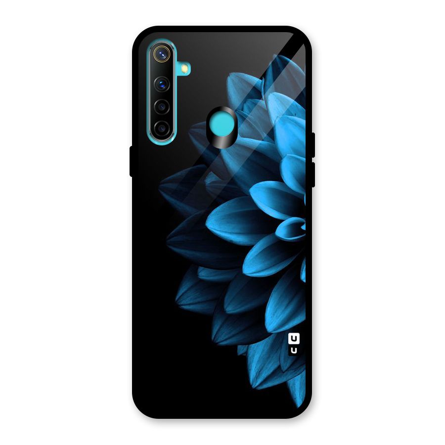 Half Blue Flower Glass Back Case for Realme 5