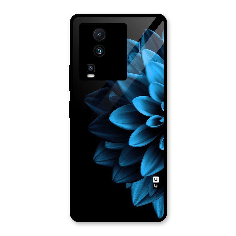 Half Blue Flower Glass Back Case for Vivo iQOO Neo 7 Pro