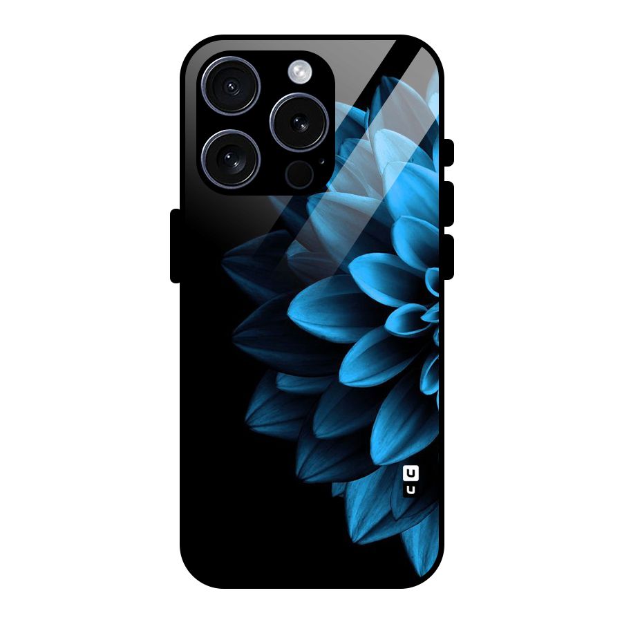 Half Blue Flower Glass Back Case for iPhone 15 Pro