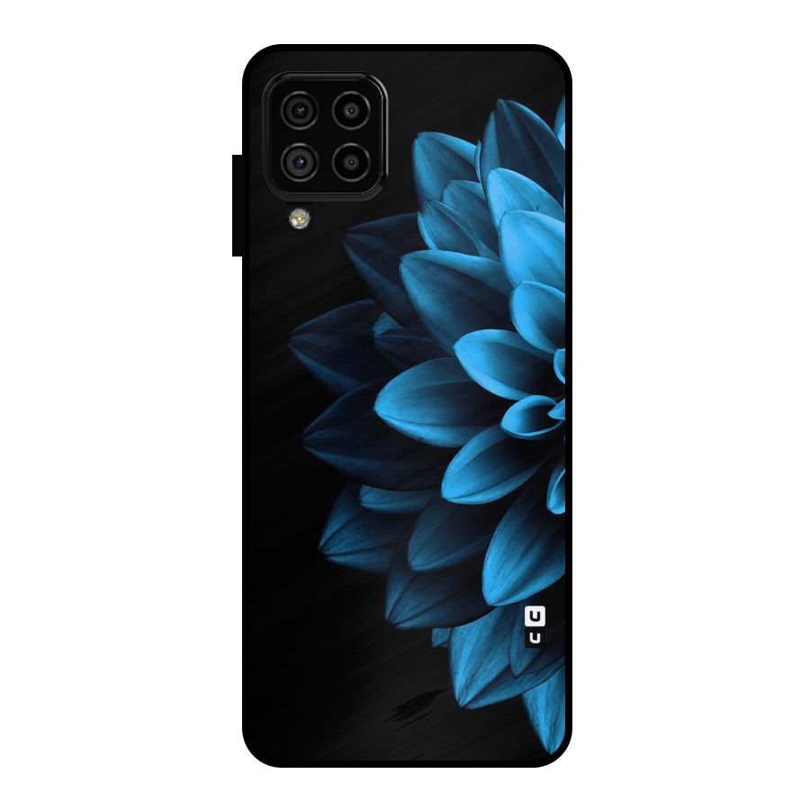 Half Blue Flower Metal Back Case for Galaxy A22 4G