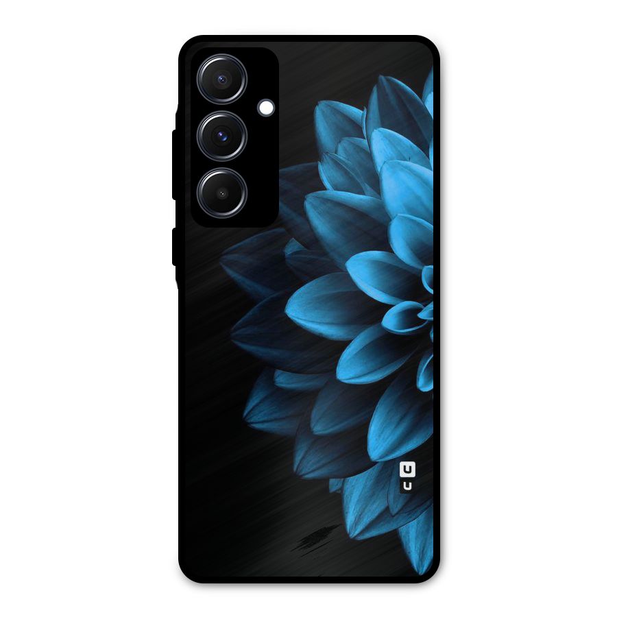 Half Blue Flower Metal Back Case for Galaxy A55