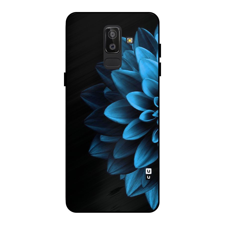 Half Blue Flower Metal Back Case for Galaxy J8