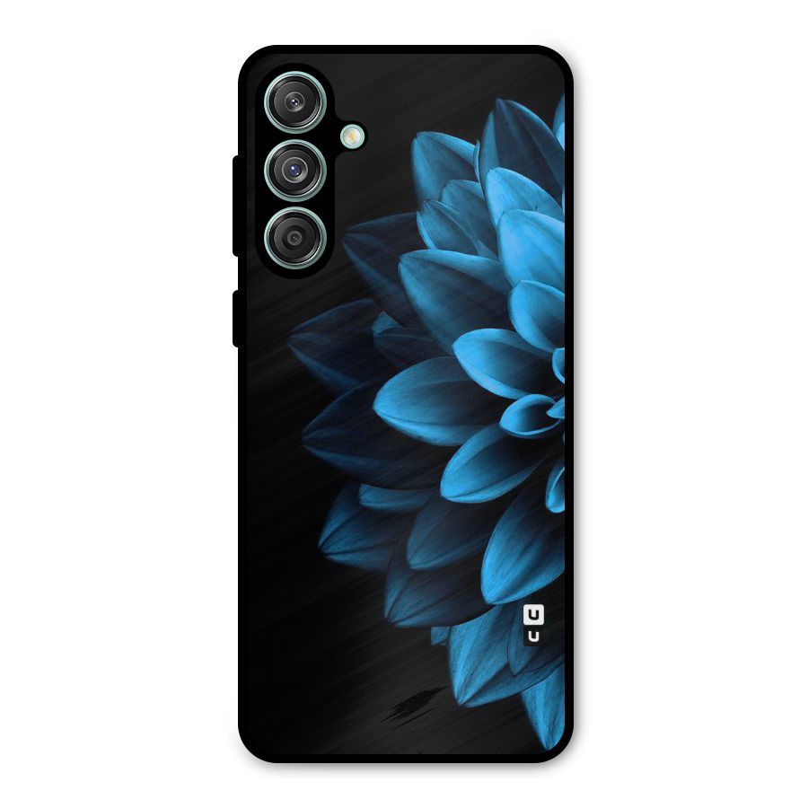 Half Blue Flower Metal Back Case for Galaxy M55 5G