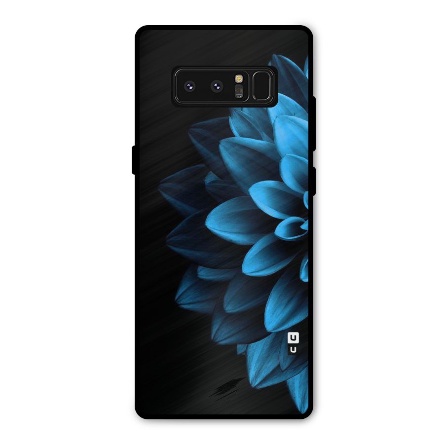 Half Blue Flower Metal Back Case for Galaxy Note 8