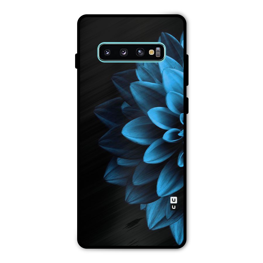 Half Blue Flower Metal Back Case for Galaxy S10 Plus