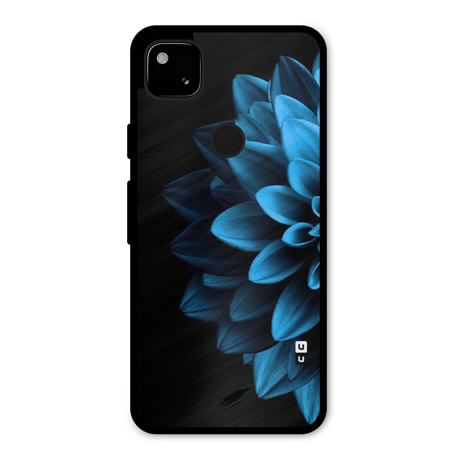 Half Blue Flower Metal Back Case for Google Pixel 4a