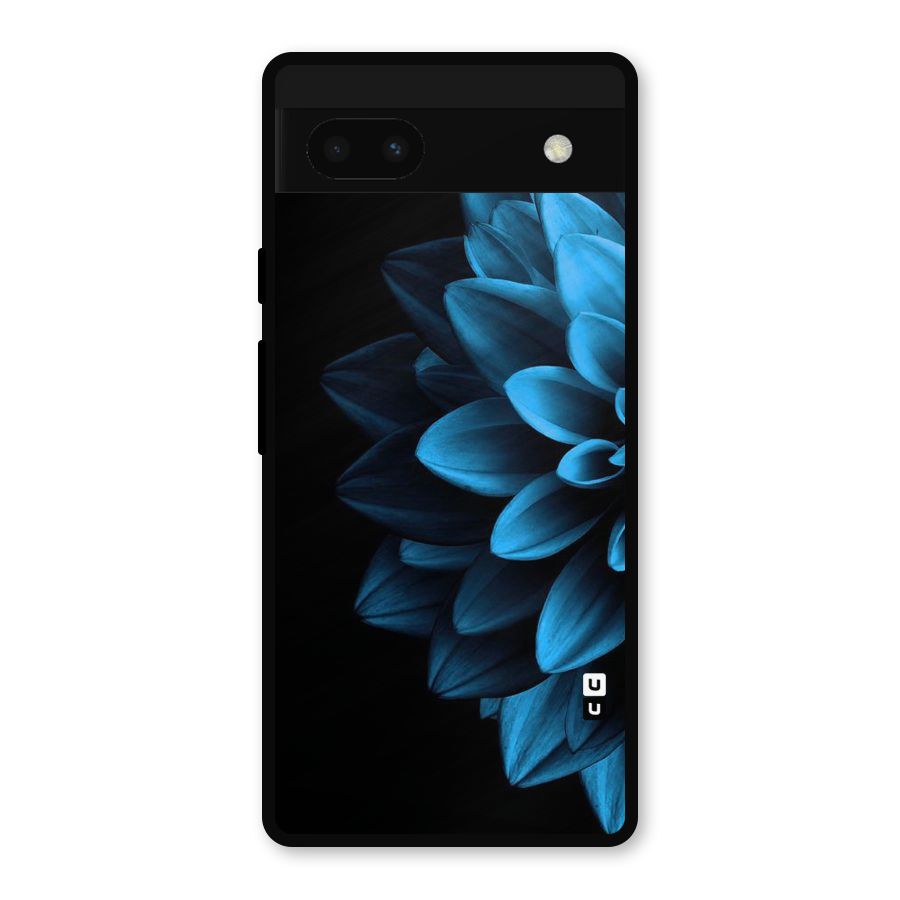 Half Blue Flower Metal Back Case for Google Pixel 6a