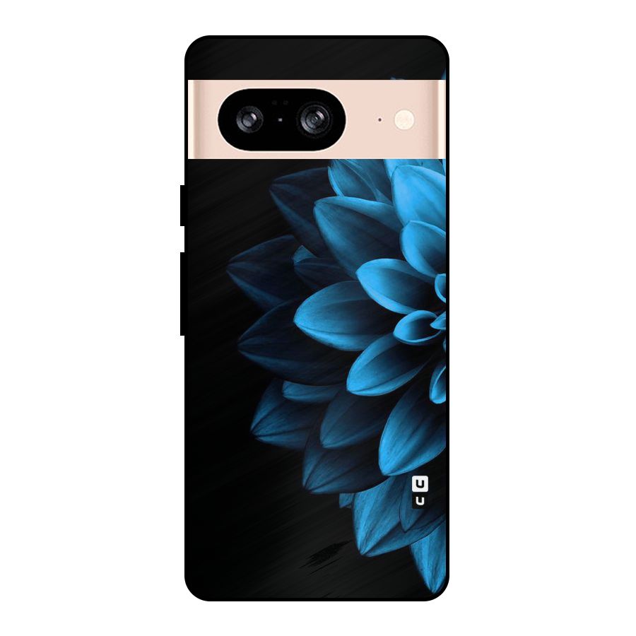 Half Blue Flower Metal Back Case for Google Pixel 8