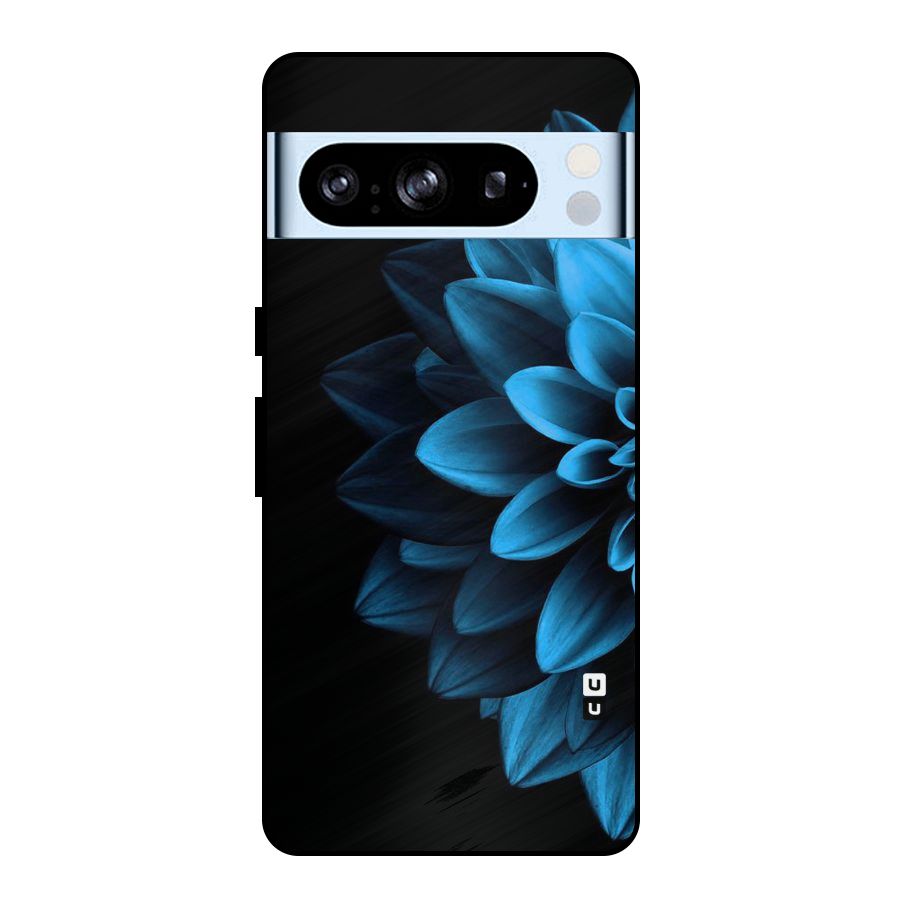 Half Blue Flower Metal Back Case for Google Pixel 8 Pro
