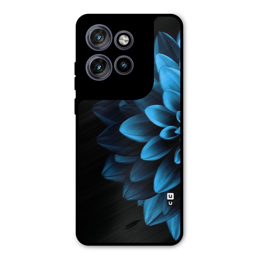 Half Blue Flower Metal Back Case for Motorola Edge 50 Neo