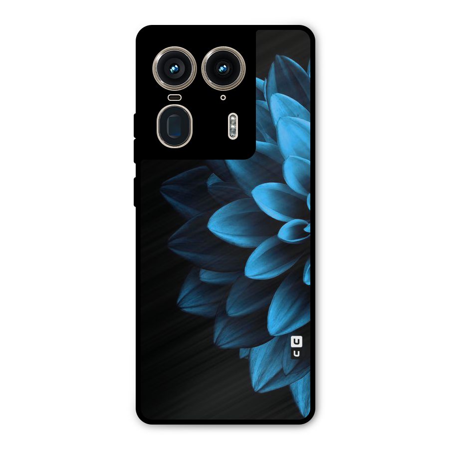Half Blue Flower Metal Back Case for Motorola Edge 50 Ultra