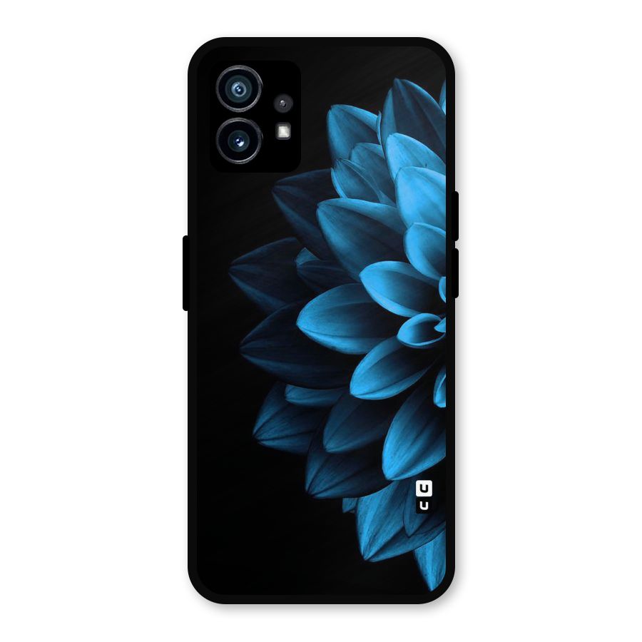 Half Blue Flower Metal Back Case for Nothing Phone 1