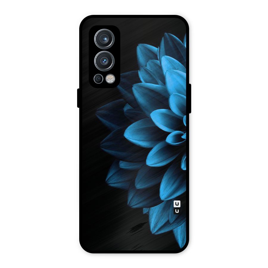 Half Blue Flower Metal Back Case for OnePlus Nord 2 5G