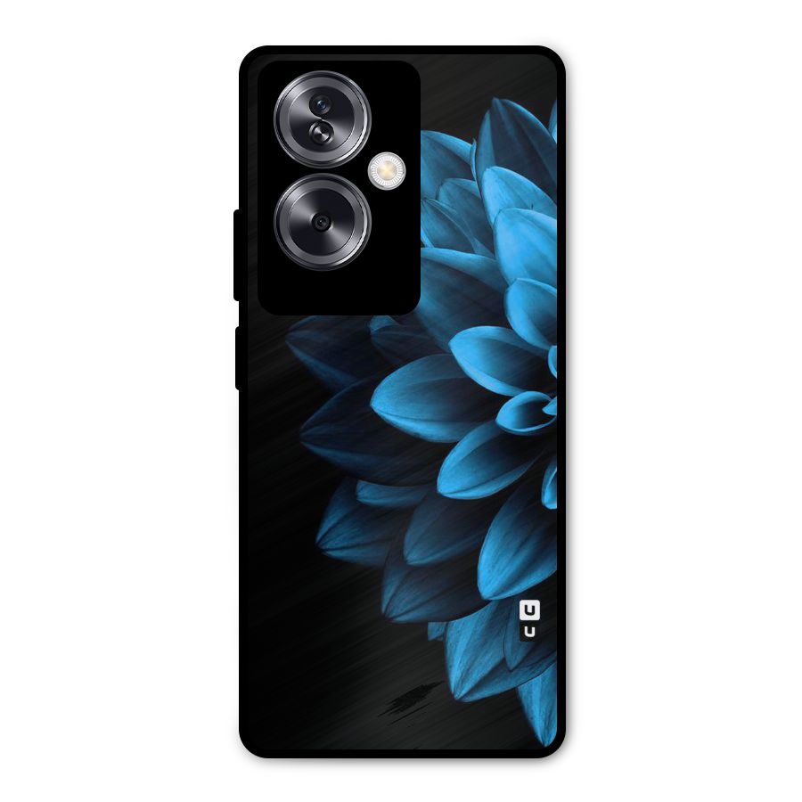 Half Blue Flower Metal Back Case for Oppo A79 5G