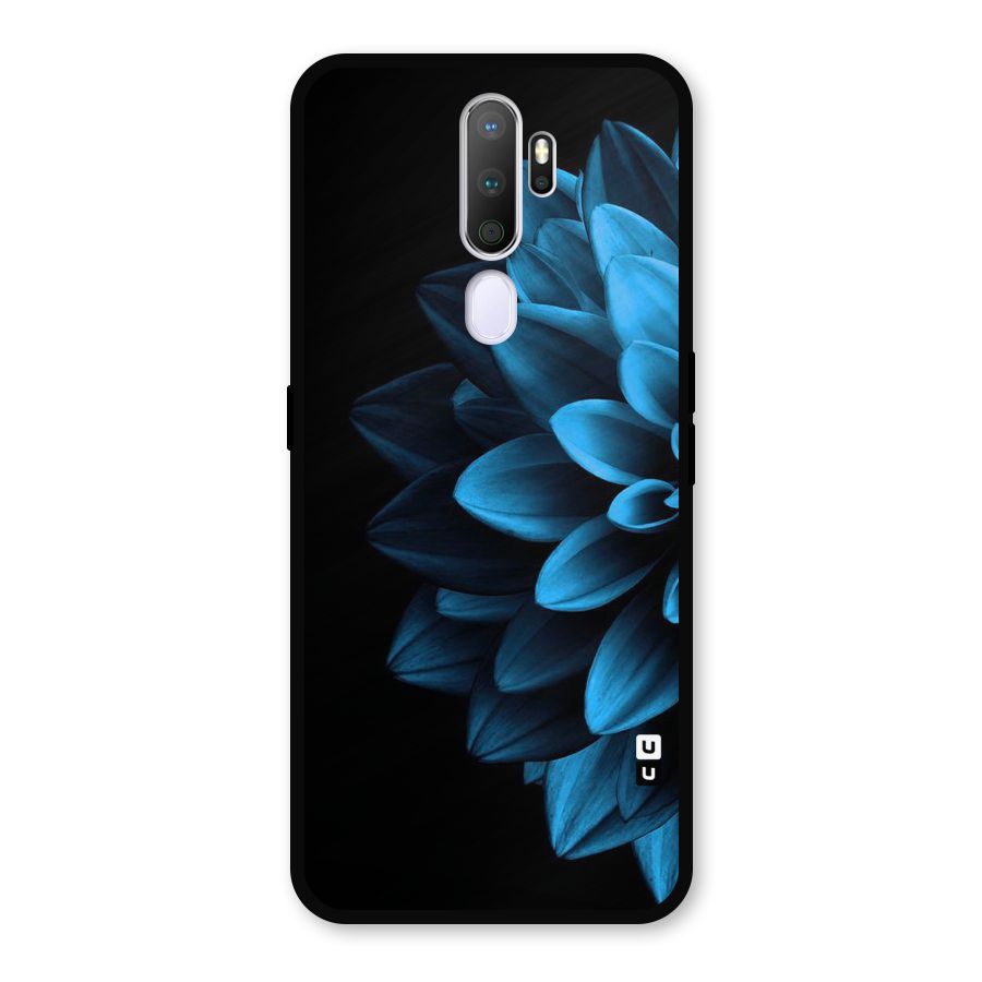 Half Blue Flower Metal Back Case for Oppo A9 (2020)