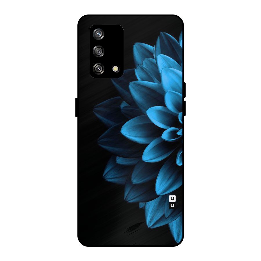 Half Blue Flower Metal Back Case for Oppo F19