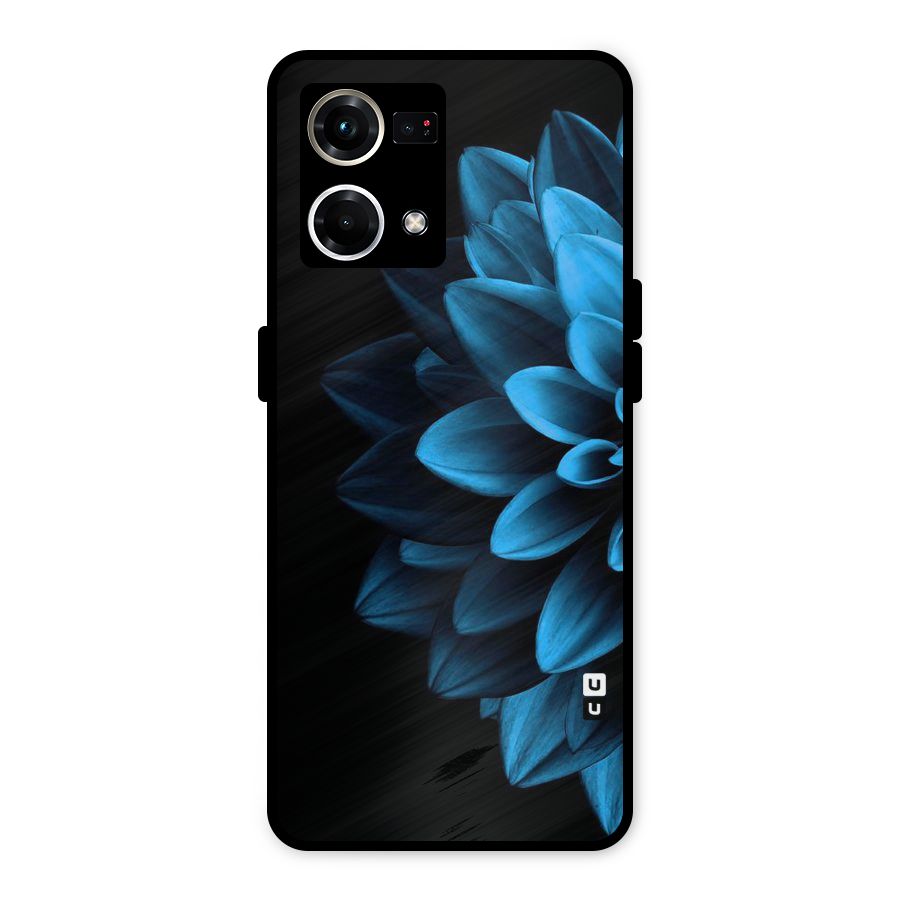 Half Blue Flower Metal Back Case for Oppo F21 Pro 4G