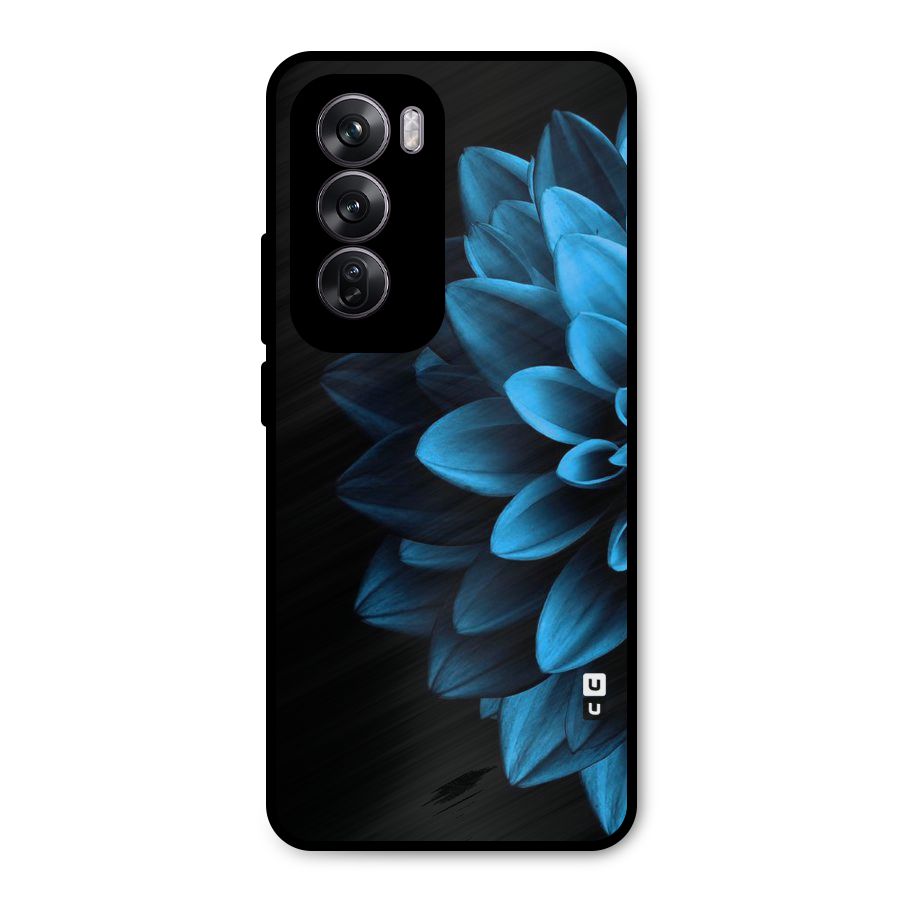 Half Blue Flower Metal Back Case for Oppo Reno12 Pro
