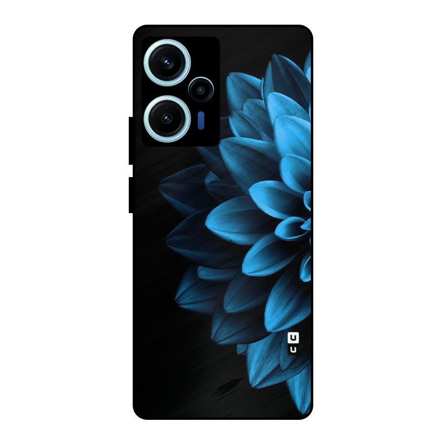 Half Blue Flower Metal Back Case for Poco F5