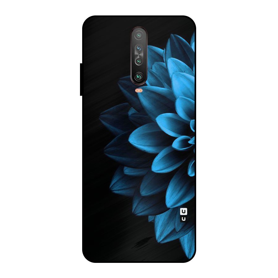 Half Blue Flower Metal Back Case for Poco X2