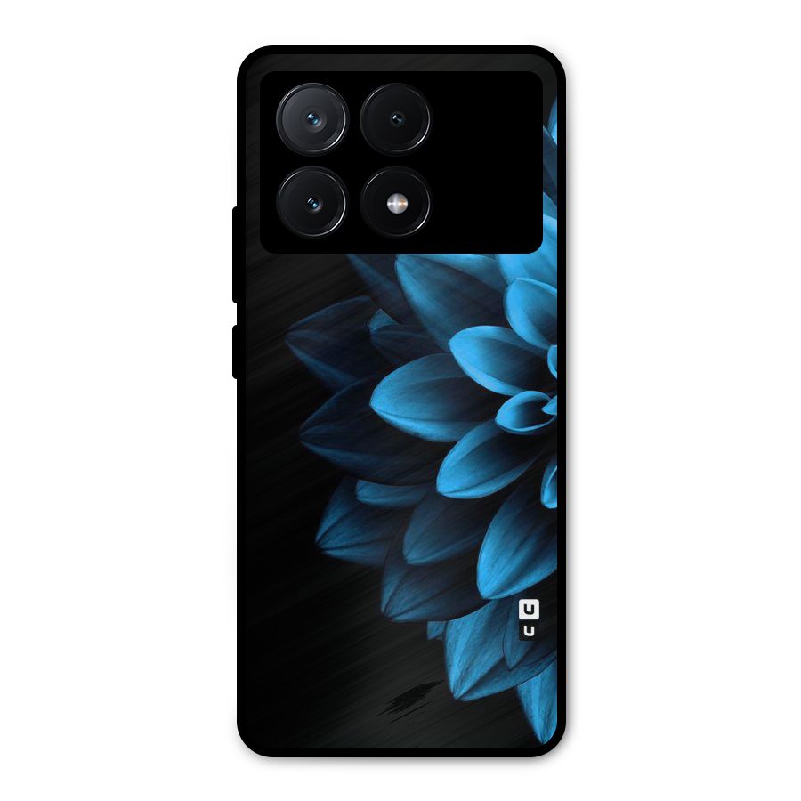 Half Blue Flower Metal Back Case for Poco X6 Pro