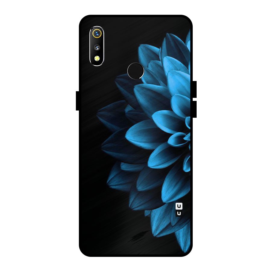 Half Blue Flower Metal Back Case for Realme 3i