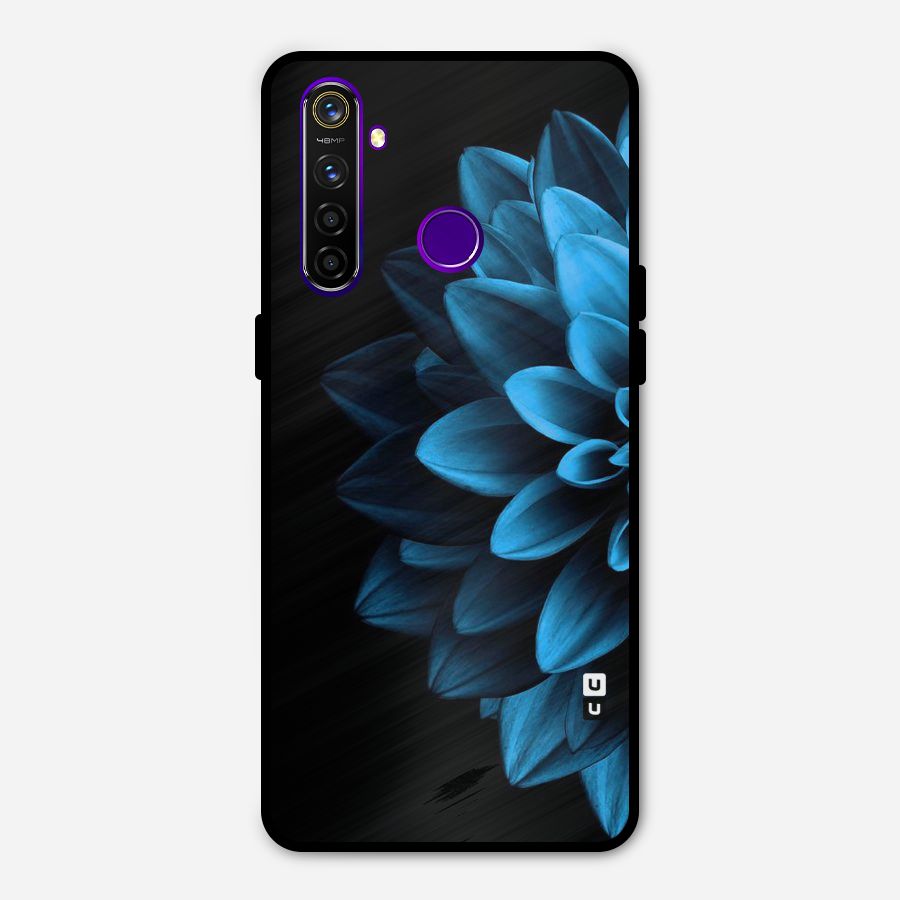 Half Blue Flower Metal Back Case for Realme 5 Pro