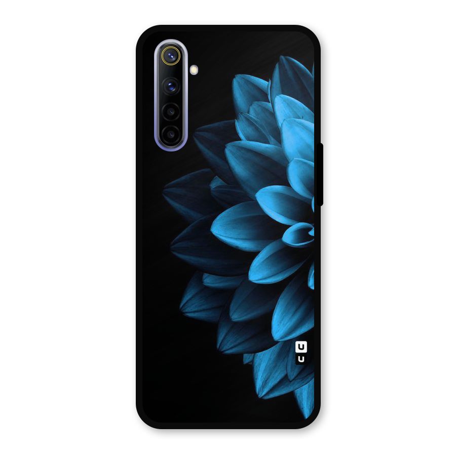 Half Blue Flower Metal Back Case for Realme 6