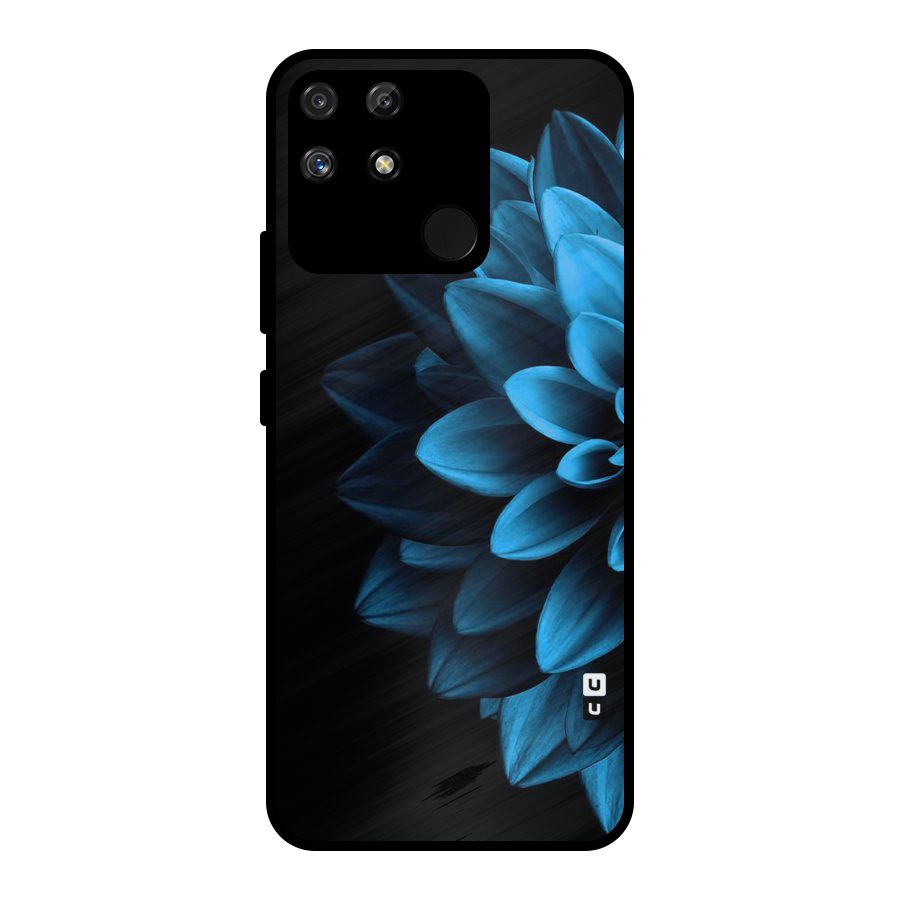 Half Blue Flower Metal Back Case for Realme Narzo 50A