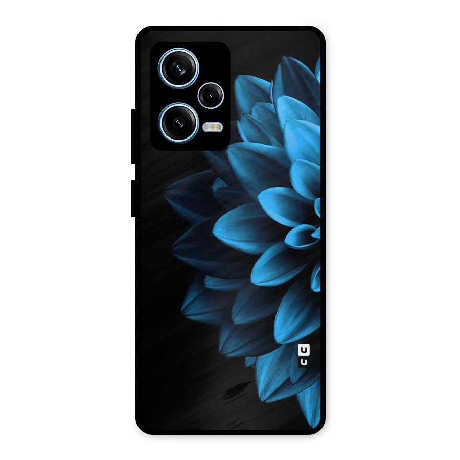 Half Blue Flower Metal Back Case for Redmi Note 12 Pro