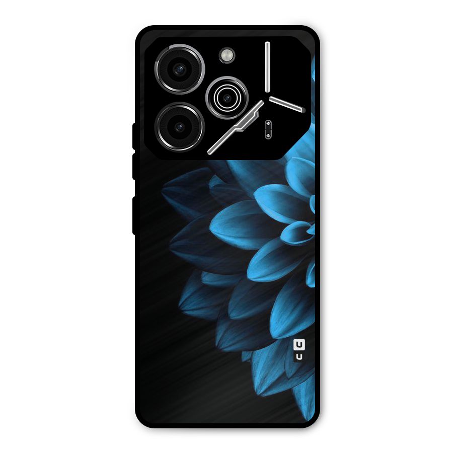 Half Blue Flower Metal Back Case for Tecno Pova 6 Pro