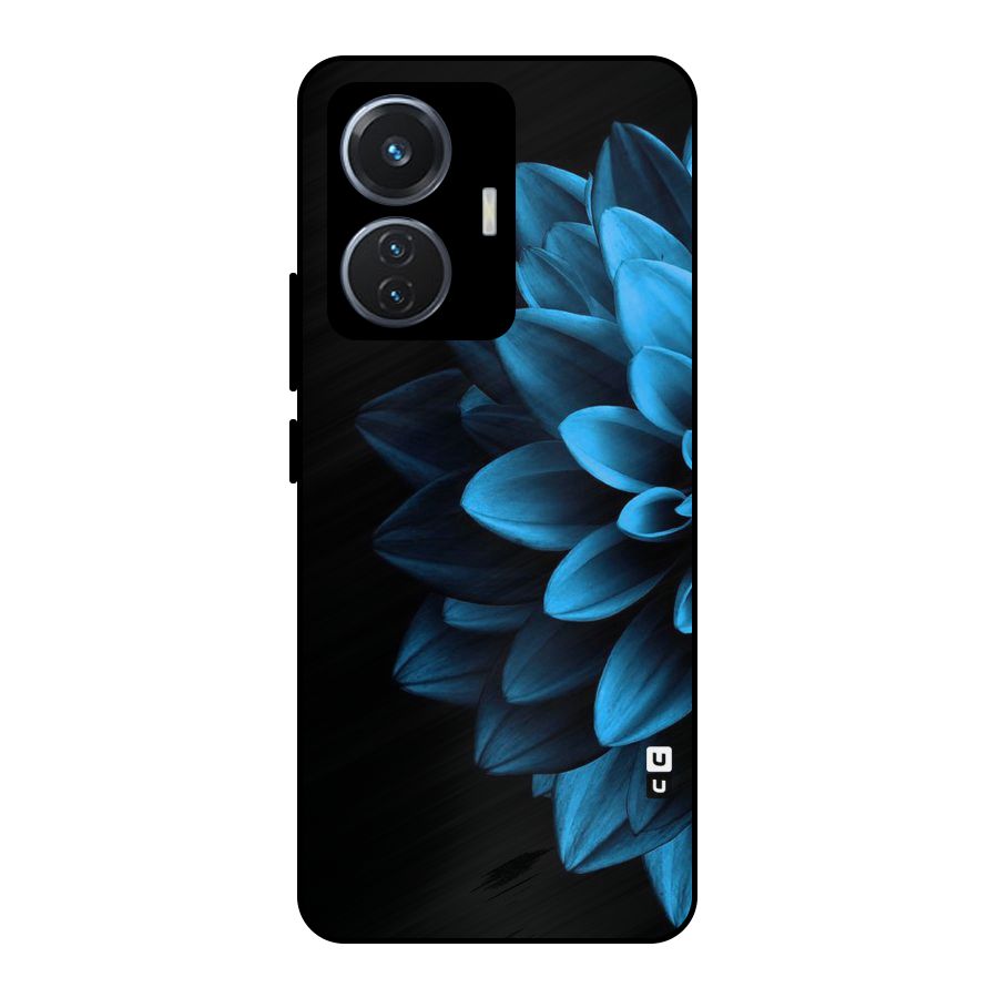 Half Blue Flower Metal Back Case for Vivo T1 44W
