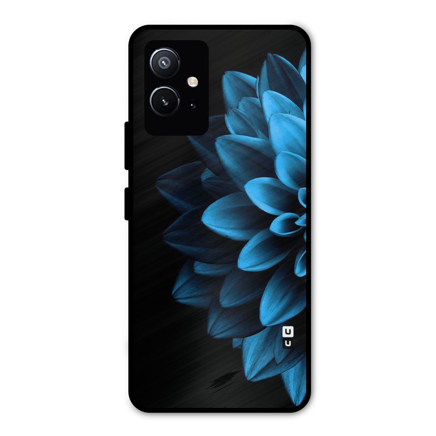 Half Blue Flower Metal Back Case for Vivo T1 5G