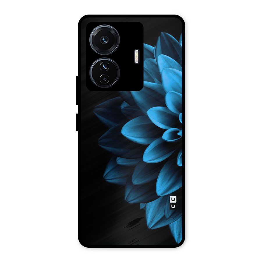 Half Blue Flower Metal Back Case for Vivo T1 Pro