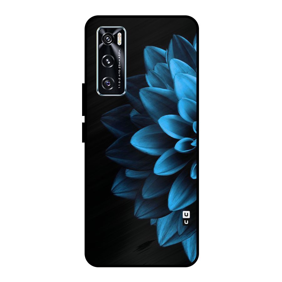 Half Blue Flower Metal Back Case for Vivo V20 SE