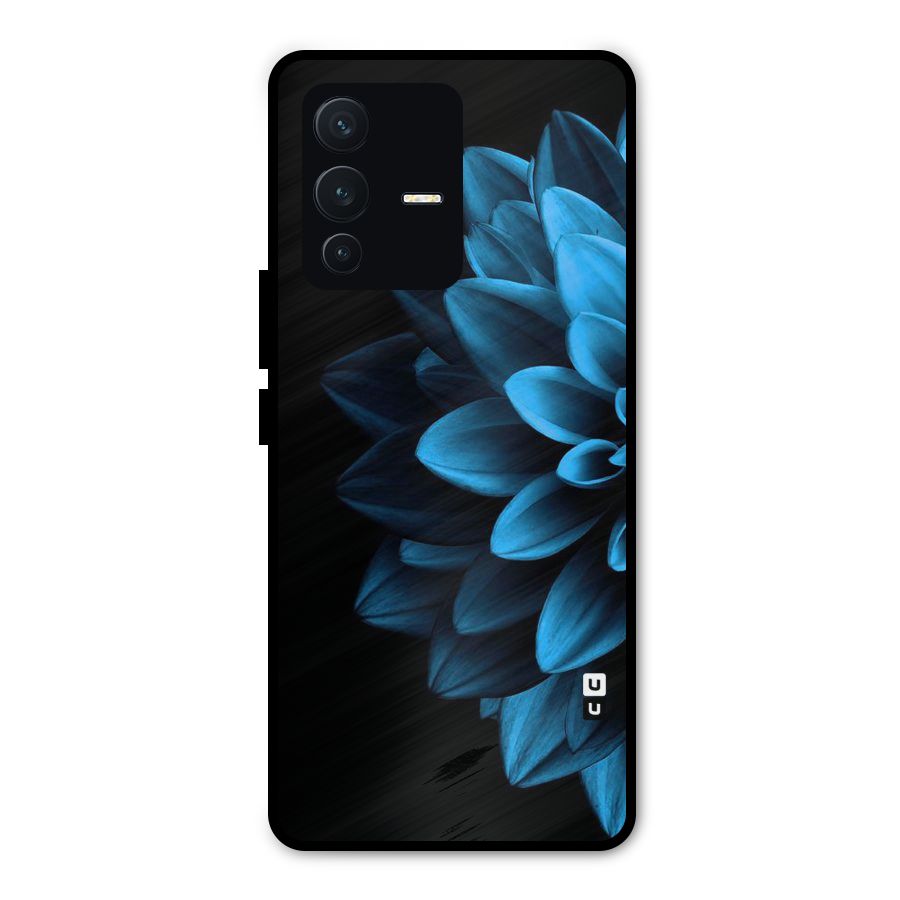 Half Blue Flower Metal Back Case for Vivo V23 Pro