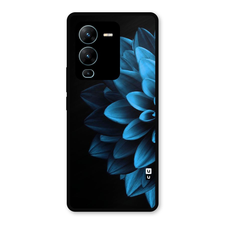 Half Blue Flower Metal Back Case for Vivo V25 Pro