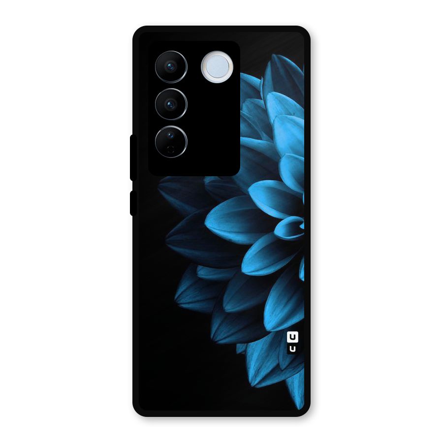 Half Blue Flower Metal Back Case for Vivo V27