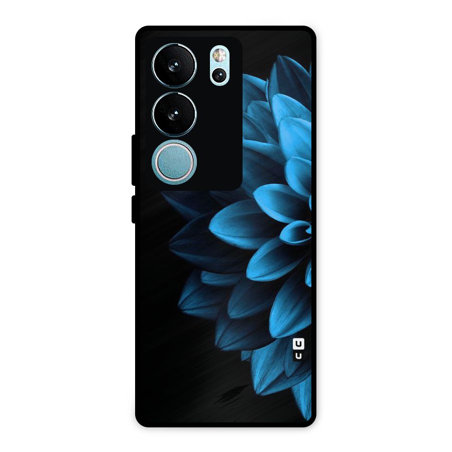 Half Blue Flower Metal Back Case for Vivo V29