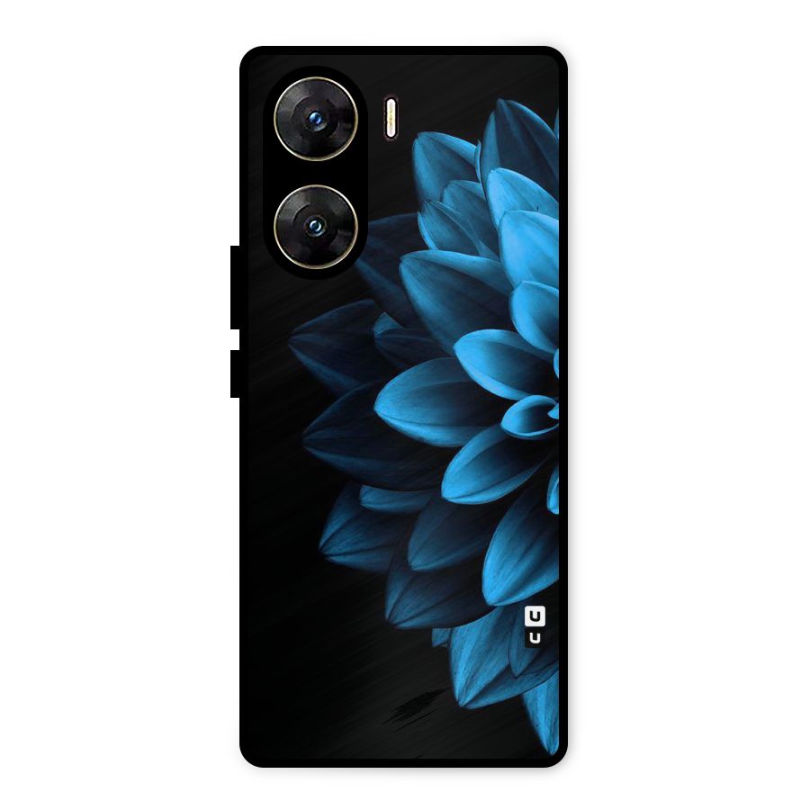 Half Blue Flower Metal Back Case for Vivo V29e