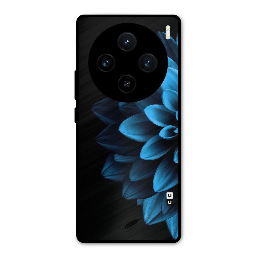 Half Blue Flower Metal Back Case for Vivo X100