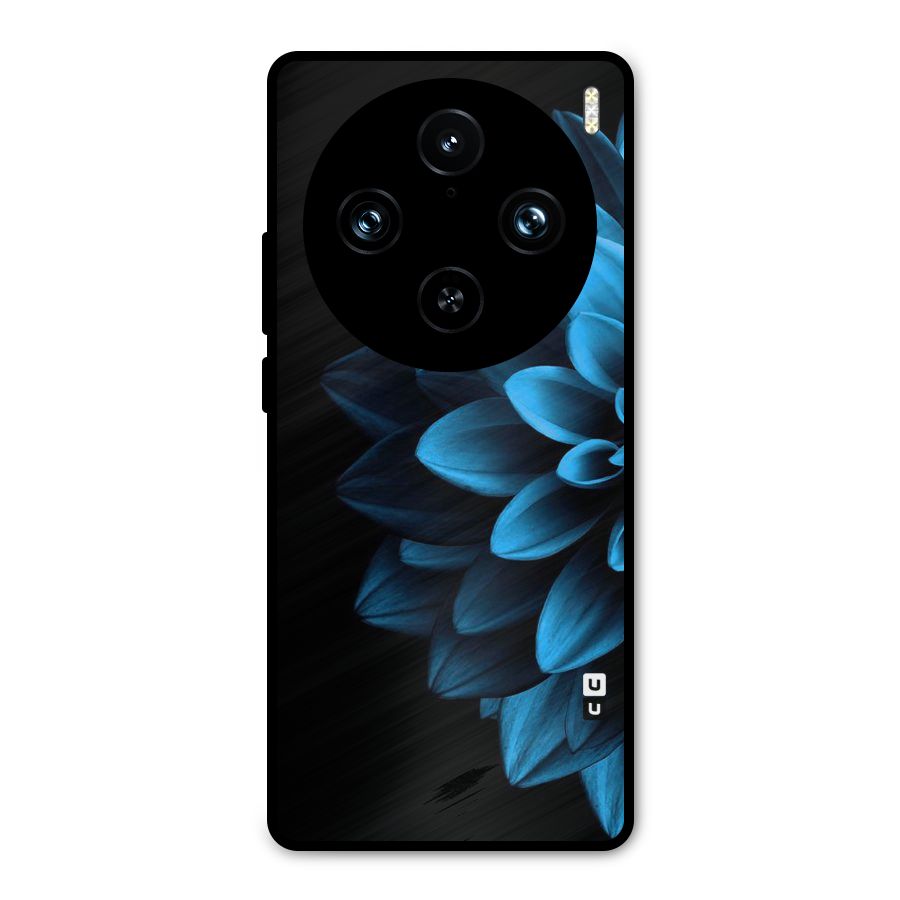 Half Blue Flower Metal Back Case for Vivo X100 Pro