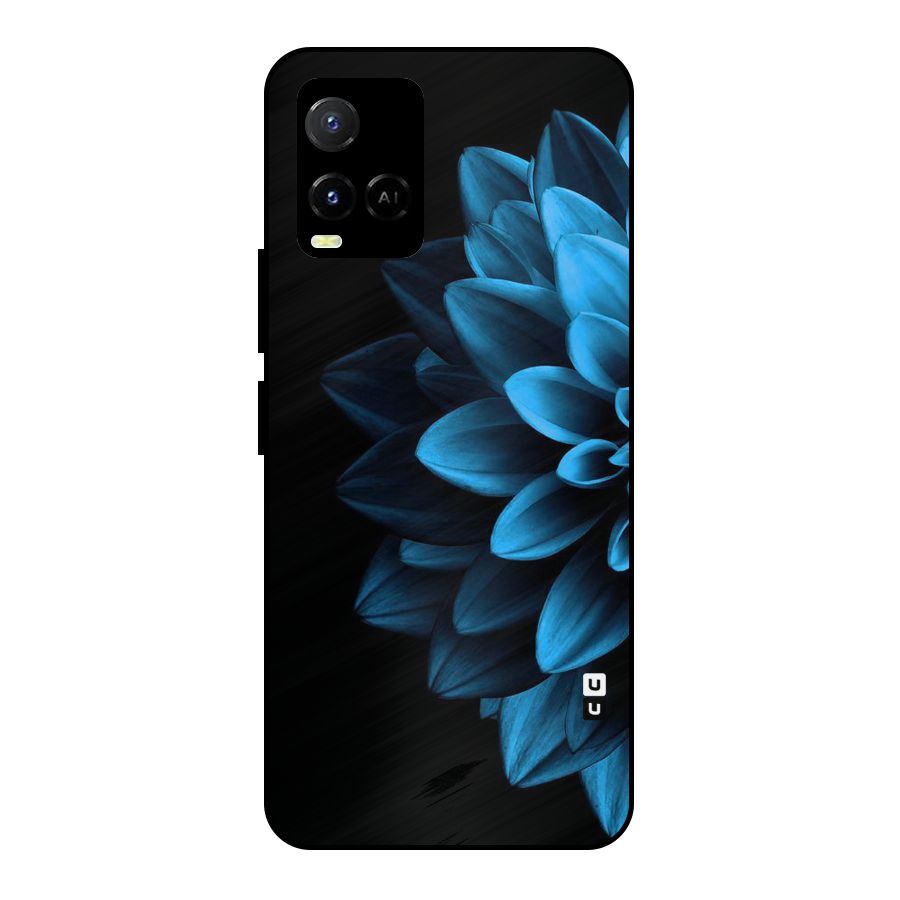 Half Blue Flower Metal Back Case for Vivo Y21A
