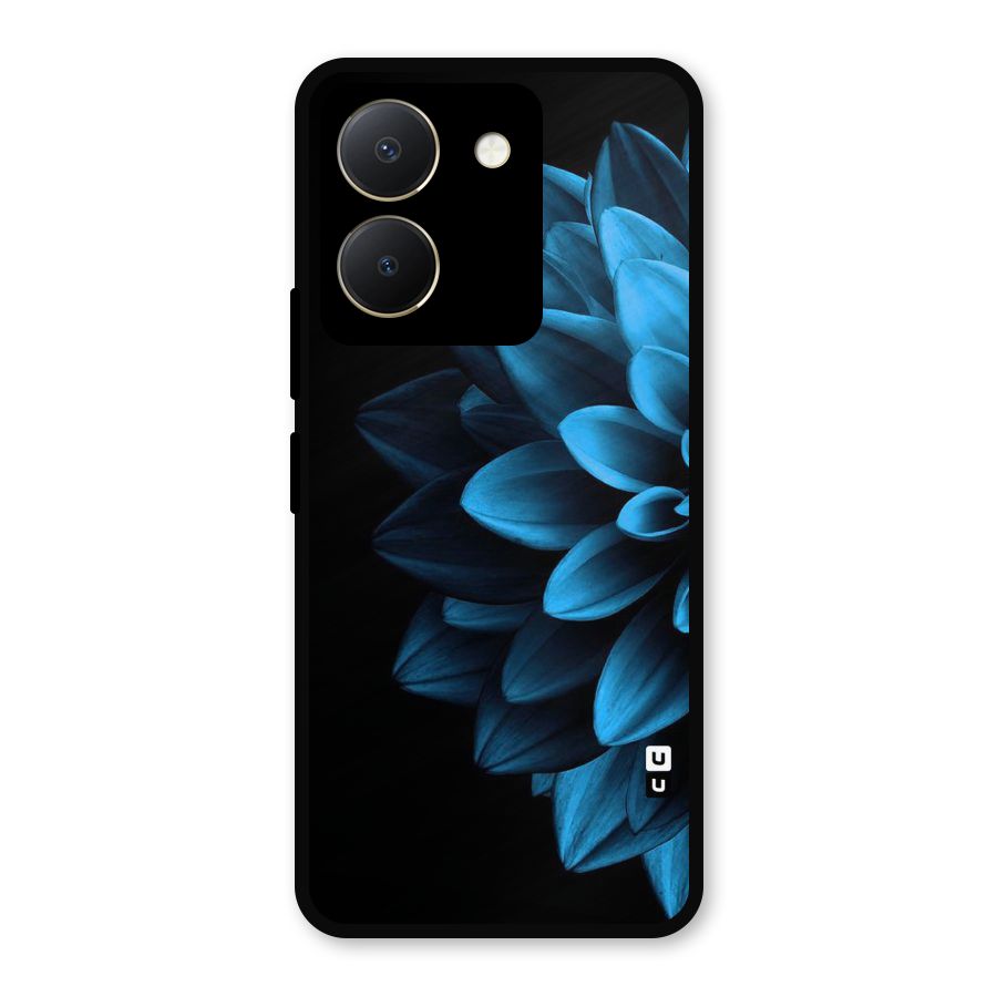 Half Blue Flower Metal Back Case for Vivo Y36