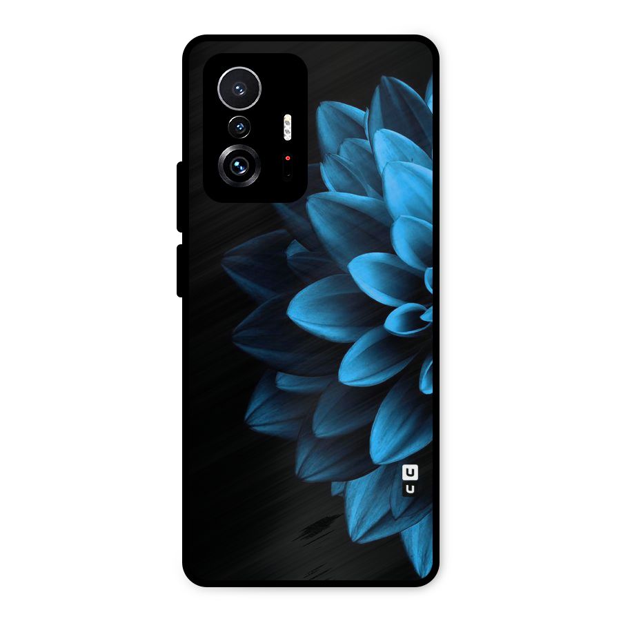 Half Blue Flower Metal Back Case for Xiaomi 11T Pro