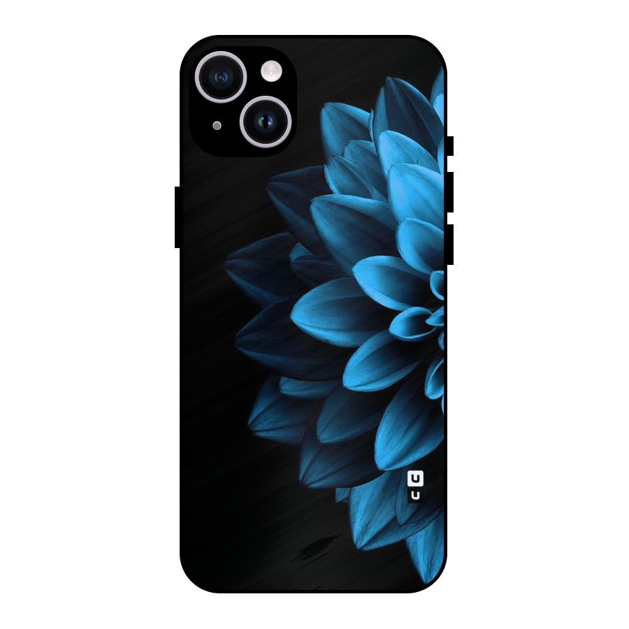 Half Blue Flower Metal Back Case for iPhone 14 Plus